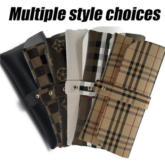 Glasses Storage Bag Beige and Red Soft Sunglasses Pouch Fashion Accessory - Picture 2 of 7